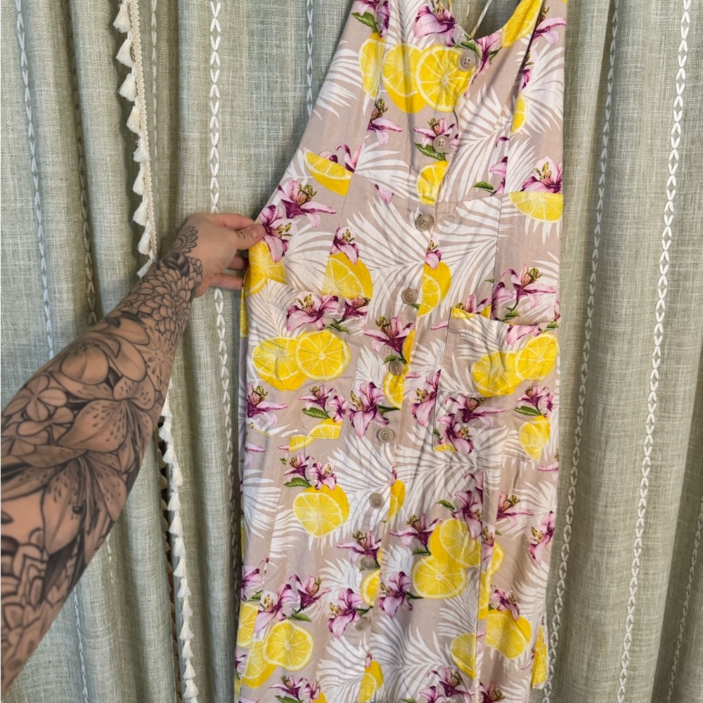 Forever 21 Yellow and Pink Floral Backless Dress